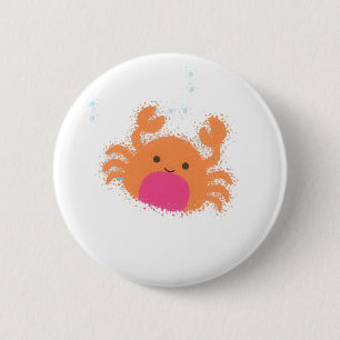Orange Cartoon Crab 2 Inch Round Button