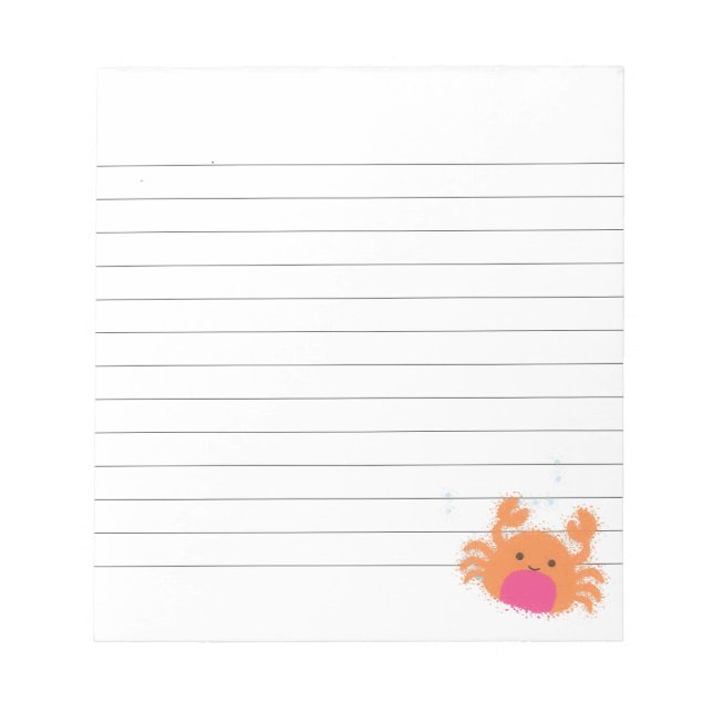 Orange Cartoon Crab Lined Notepad (Front)