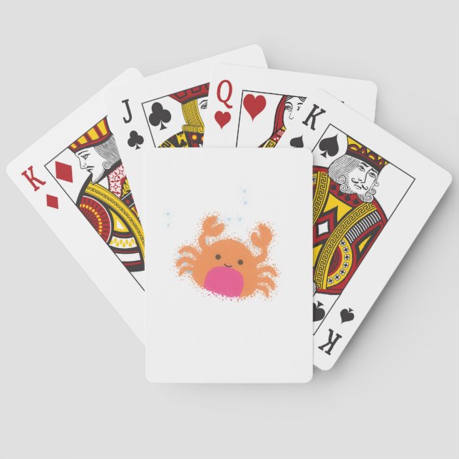 Orange Cartoon Crab Playing Cards (Back)