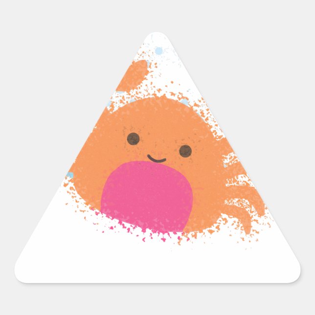 Orange Cartoon Crab Triangle Sticker (Front)