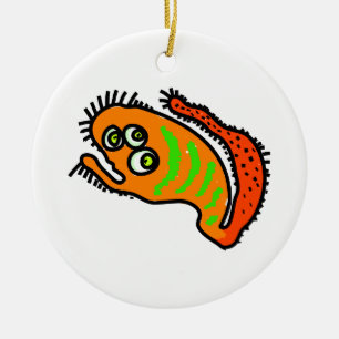 Orange Cartoon Germ Ceramic Ornament