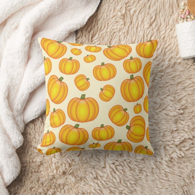 Orange Cartoon Pumpkin Pattern Throw Pillow (Blanket)