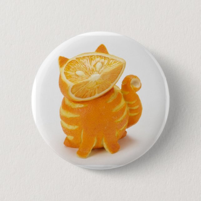 orange cat 2 inch round button (Front)