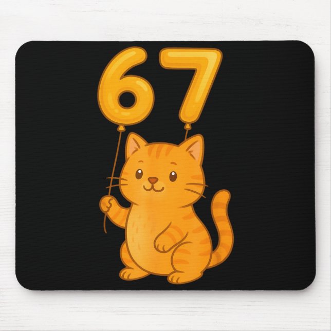 Orange Cat 67 Meme Six Seven Balloon Funny Gen Alp Mouse Pad (Front)