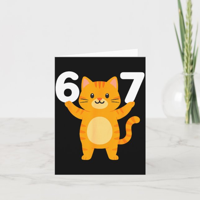 Orange Cat 67 Meme Six Seven Funny Cat Lover  Card (Front)