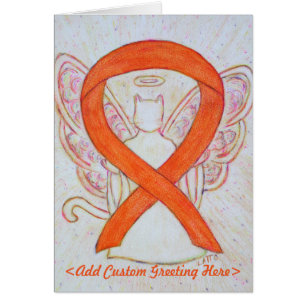 Orange Cat Awareness Ribbon Angel Greeting Card