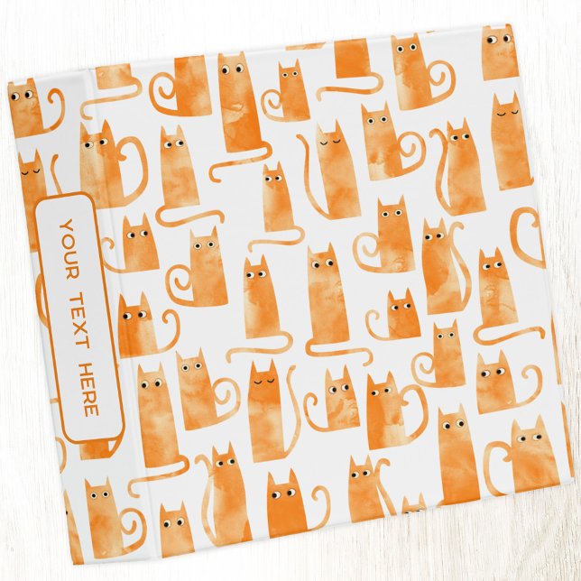 Orange Cat Binder (Orange ginger cat fun custom text personalized 3 ring binder)