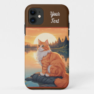 Orange Cat by Lake iPhone 11 Case