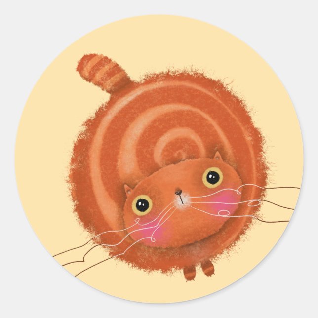 Orange Cat Classic Round Sticker (Front)