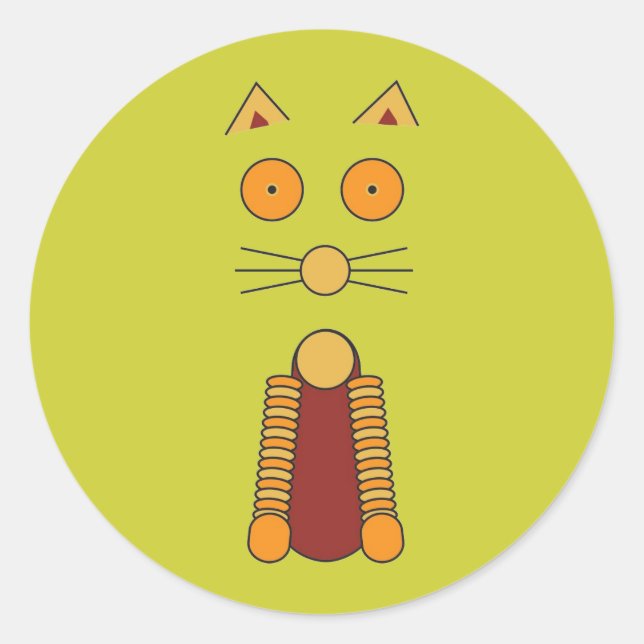 Orange CAT Classic Round Sticker (Front)