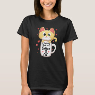 Orange Cat Coffee Cat  Mug Kitty Meowing Humour T-Shirt