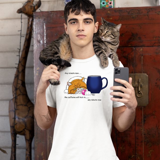 Orange Cat Coffee Mug Blue T-Shirt (Creator Uploaded)
