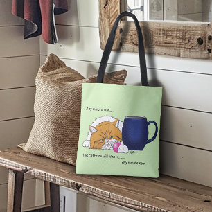 Orange Cat Coffee Mug Blue Tote Bag