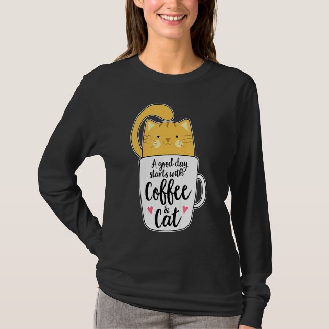 Orange Cat Coffee Mug Cat T-Shirt (Front)