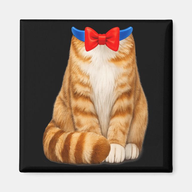 Orange Cat Costume Tabby Bow Tie Cute Funny Pet Magnet (Front)