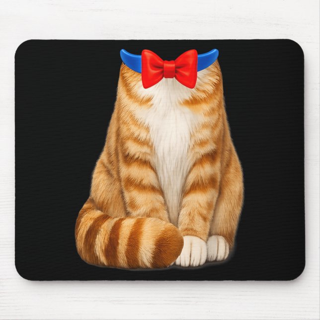 Orange Cat Costume Tabby Bow Tie Cute Funny Pet Mouse Pad (Front)