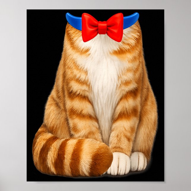Orange Cat Costume Tabby Bow Tie Cute Funny Pet Poster (Front)