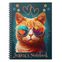 Orange Cat Custom Name Notebook