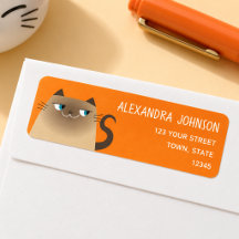 Orange Cat Cute Return Address Label