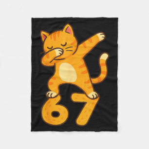 Orange Cat Dabbing Funny 67 Six Seven Meme  Fleece Blanket