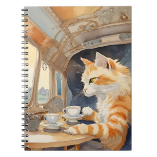 Orange Cat Drinking Tea Notebook
