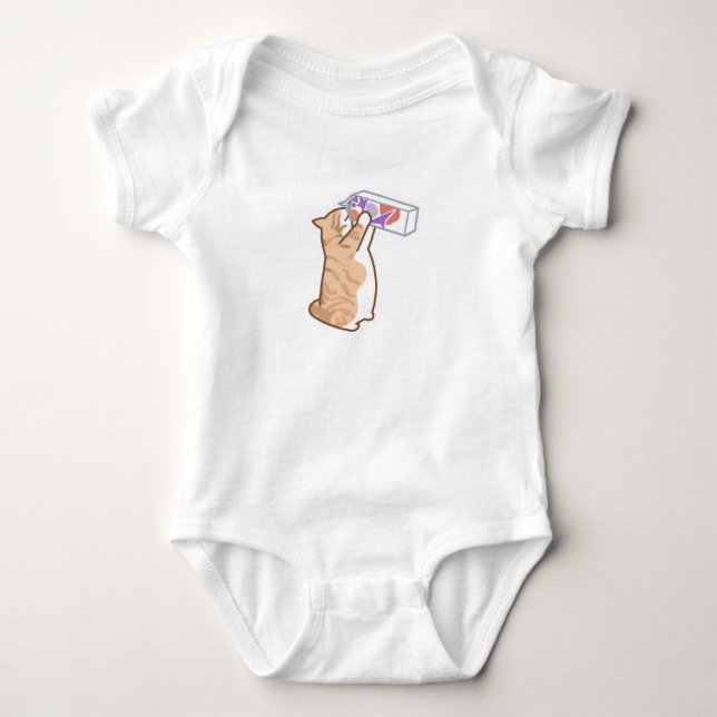Orange Cat Drinks Milk  Baby Bodysuit (Front)