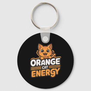 Orange Cat Energy  Keychain