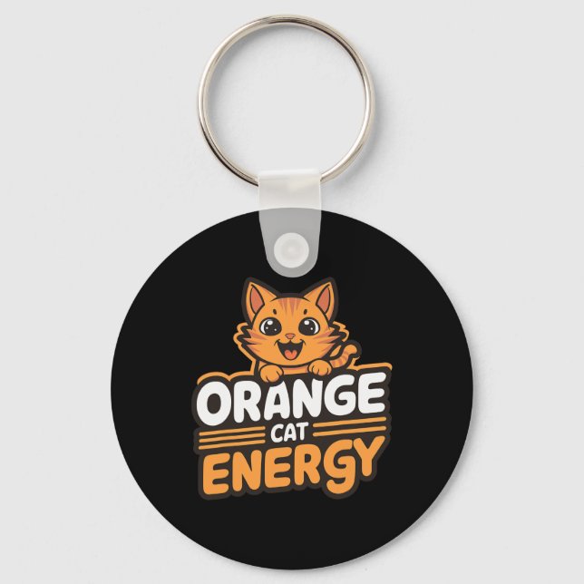 Orange Cat Energy  Keychain (Front)