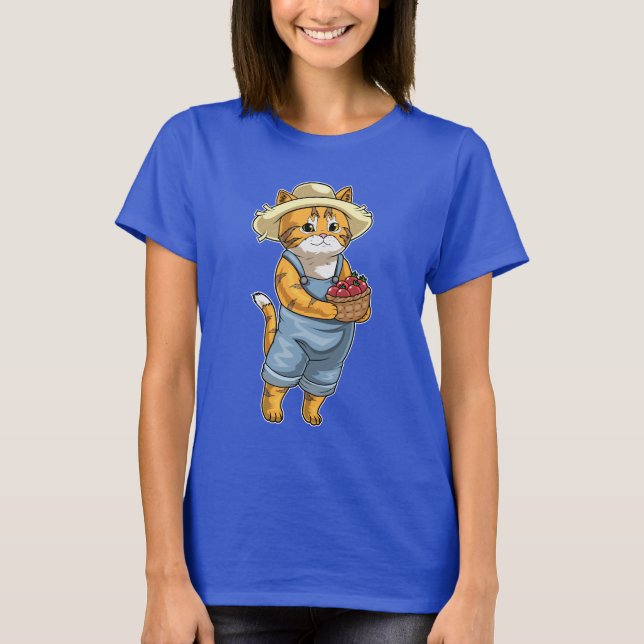 Orange Cat Farmer Tomato T-Shirt (Front)
