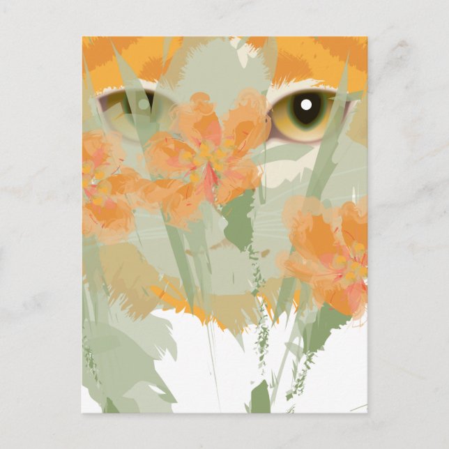 Orange Cat Foliage Peeper Postcard (Front)