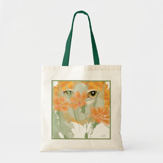 Orange Cat Foliage Peeper Tote Bag (Front)