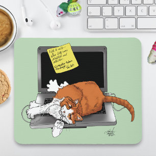 Orange Cat Funny Laptop Green Work Home Mouse Pad