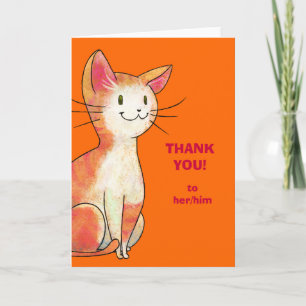 Orange Cat Greeting Card(customizable) Thank You Card