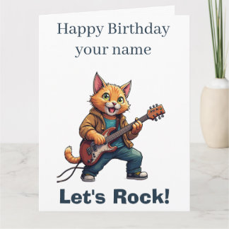 Orange Cat Guitar Player Card