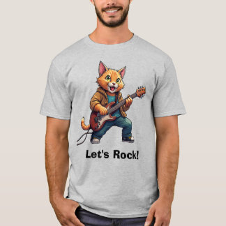 Orange Cat Guitar Player T-Shirt