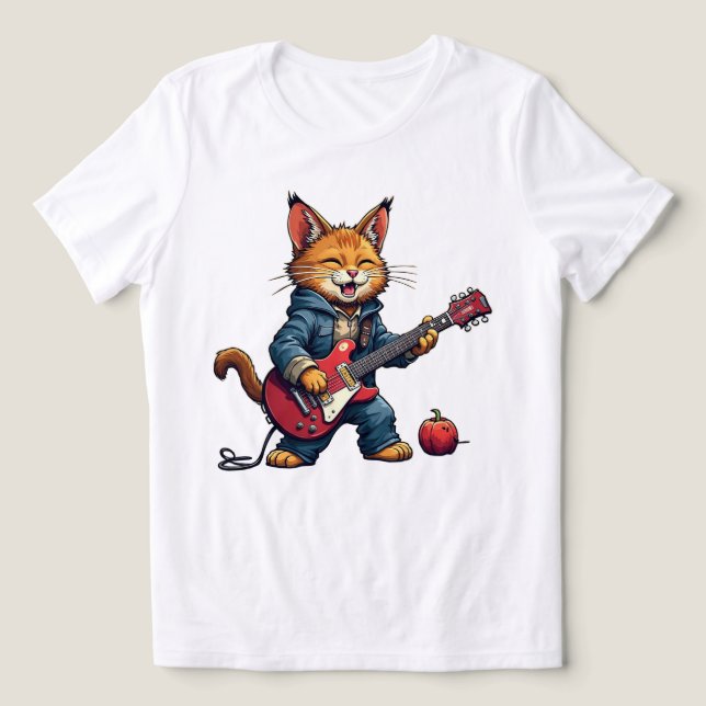 Orange Cat Guitar Player Tri-Blend Shirt (Design Front)