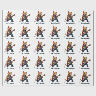 Orange Cat Guitar Player Wrapping Paper