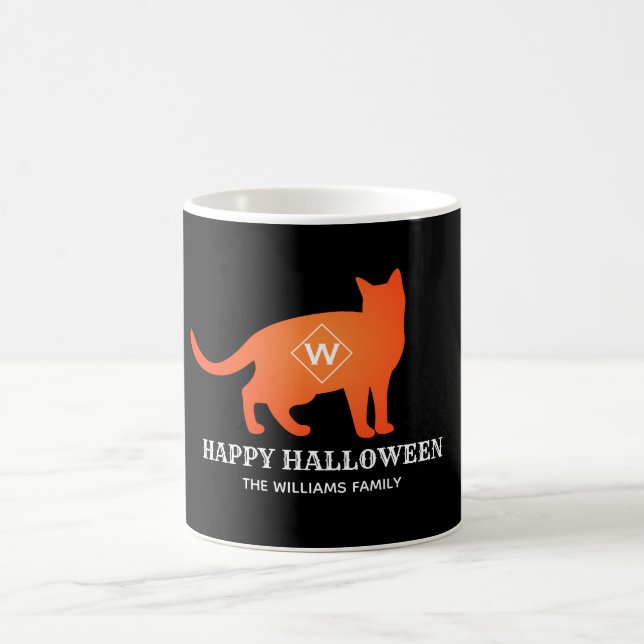 Orange Cat Happy Halloween Family Name Coffee Mug (Center)