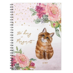 Orange Cat Illustration Fleurs Fille Journal quoti