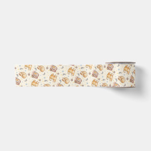 Orange Cat in a Backpack, Stars, and Yarn Satin Ribbon