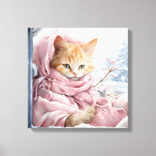 Orange  Cat In A Window Canvas Print
