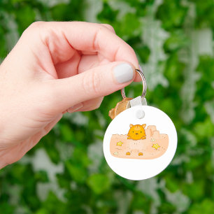 Orange Cat in Sandcastle Beach Scene Keychain