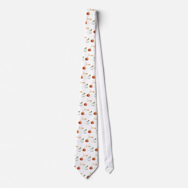 Orange Cat Jumping Between Pumpkins Tie (Front)
