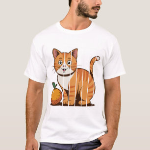 Orange Cat Kawaii Cute Citrus Fruit Kitten Art T-Shirt