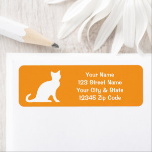 Orange cat labels with custom return address