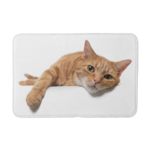 Orange Cat Laying Down Bath Mat