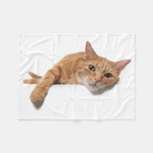 Orange Cat Laying Down Fleece Blanket