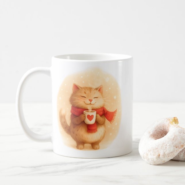 Orange Cat Mug for Cat Lovers (Avec donut)