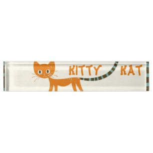 orange cat nameplate