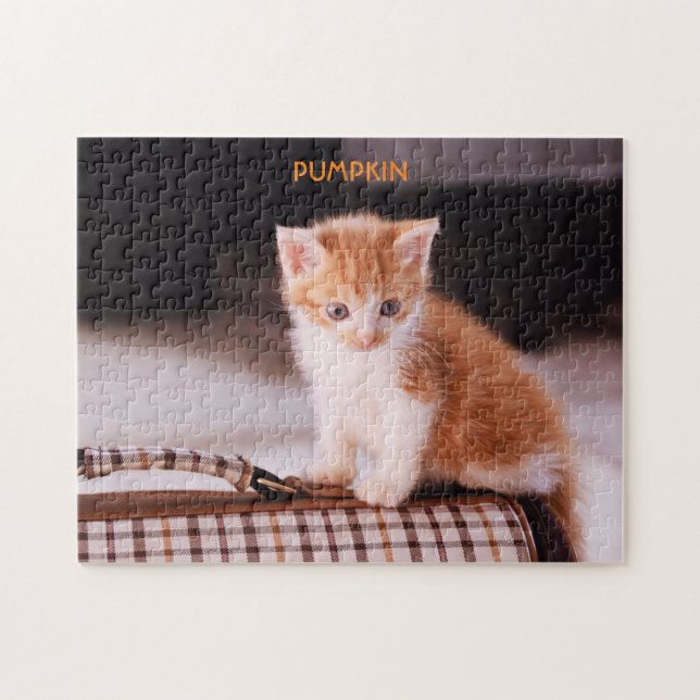 Orange cat on a pet carrier / Orange Kitten  Jigsaw Puzzle (Horizontal)